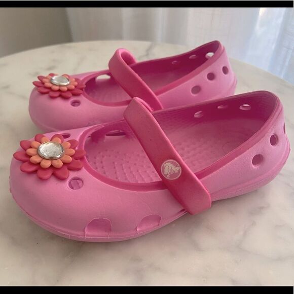 Crocs Kids Girls Keeley Springtime Embellished Mary Jane Flats Shoes Pink 6/ C6 - Picture 4 of 13